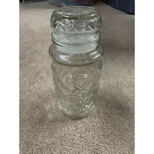 Vintage‎ 1984 Planters Peanuts Clear Glass Jar 8" Canister w/Lid Logo